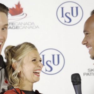 Kirsten Moore-Towers & Michael Marinaro - 2019 Skate Canada SP Interview with Elladj Balde