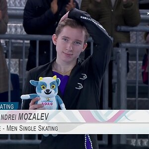 YOG 2020 - Award/medal ceremony men (Yuma Kagiyama, Andrei Mozalev, Daniil Samsonov)
