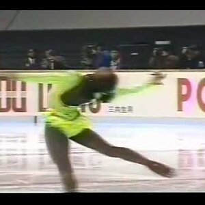 Surya Bonaly 1991 NHK Trophy free program (Quad toe attempt)