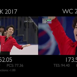 Kazuki Tomono -  2018, FS comparison (NHK vs. WC)