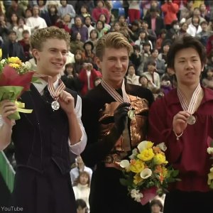 Men's Medal Ceremony - 2002 WC FS  Alexei Yagudin, Timothy Goebel, Takeshi Honda
