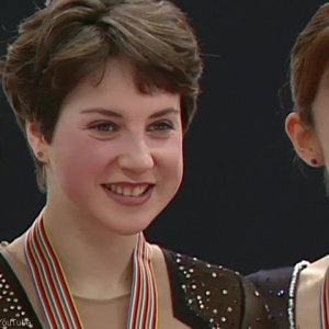 Ladies Medal Ceremony - 2002 Worlds - Irina Slutskaya, Michelle Kwan, Fumie Suguri