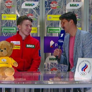 "Everything feels and moods just like at home": Andrei Mozalev gives an interview to Maksim Trankov after winning the short program in Kazan, 06.11.22