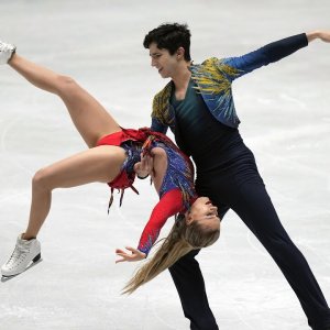 Marjorie Lajoie and Zachary Lagha, season 2022-2023, FD, Worlds, French commentary