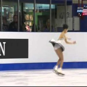 Satoko Miyahara - World Junior Figure Skating Championships 2013 SP (Eurosport, British commentary)