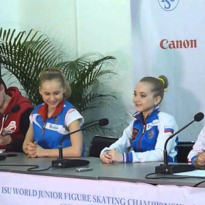 Evgenia Medvedeva - 2014 World Junior Championships Press conference after SP