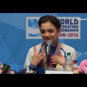 Evgenia Medvedeva - 2016 World Championships - Press conference after FS