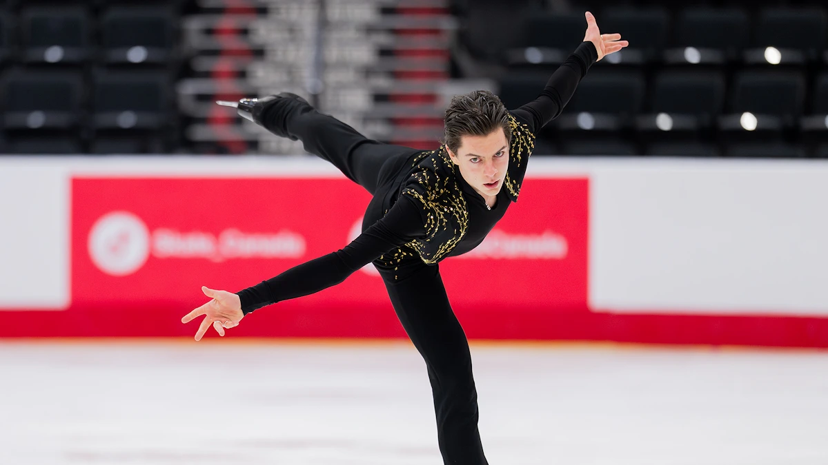 Parker Heiderich performs his short program during the 2026 Canadian Figure Skating Championships, where he won the Canadian junior men's title.